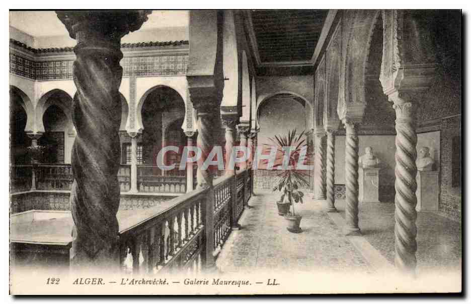 CPA Algerie Alger L'archeveche galerie mauresque