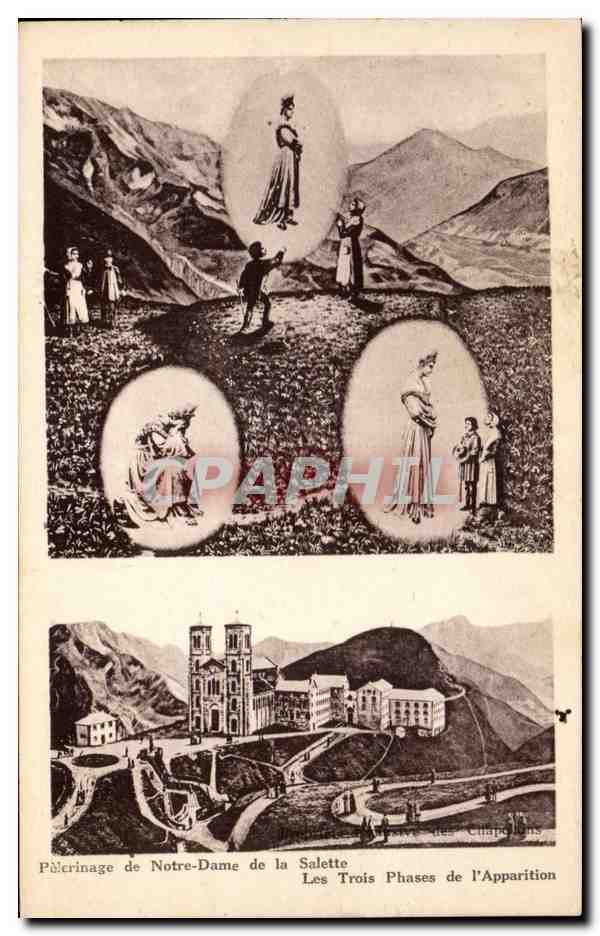 CPA Lourdes Pelerinage de Notre Dame de Salette Les trois phases de l'apparition