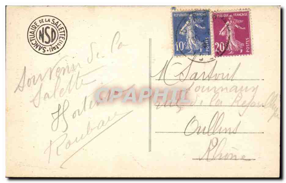 CPA Lourdes Pelerinage de Notre Dame de Salette Les trois phases de l'apparition — Verso