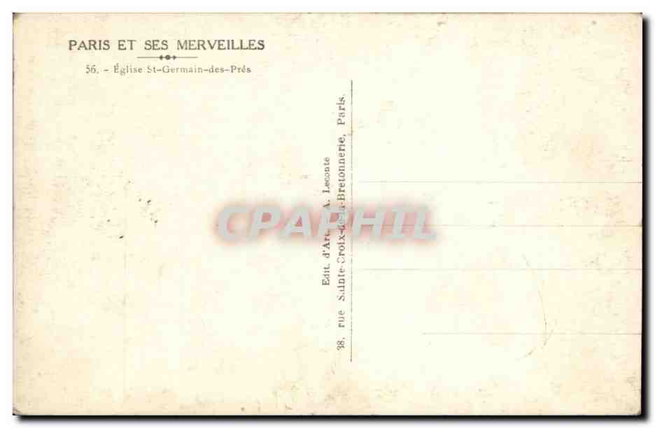 Paris CPA Eglise Saint Germain des Pres — Rückseite