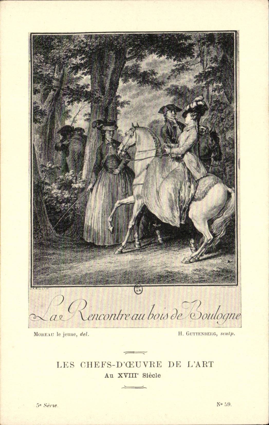 La Rencontre au bois de Boulogne — Les Chefs-d'Œuvre de l'Art Au XVIIIe Siècle — 5e Série, N° 59
