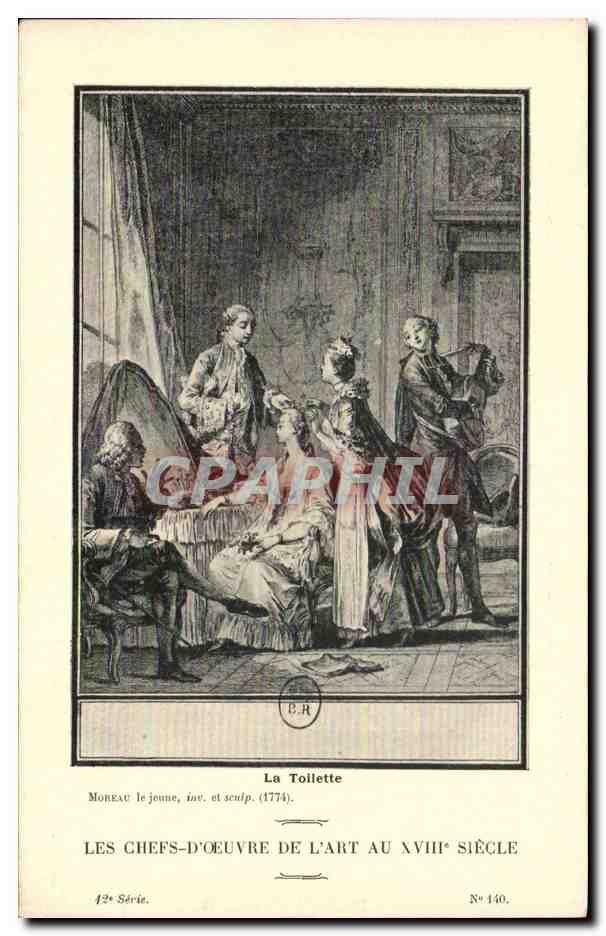 La Toilette — Moreau le jeune, inv. et sculp. (1774) — Les Chefs-d'Œuvre de l'Art au XVIIIe Siècle, 12e Série, N° 140
