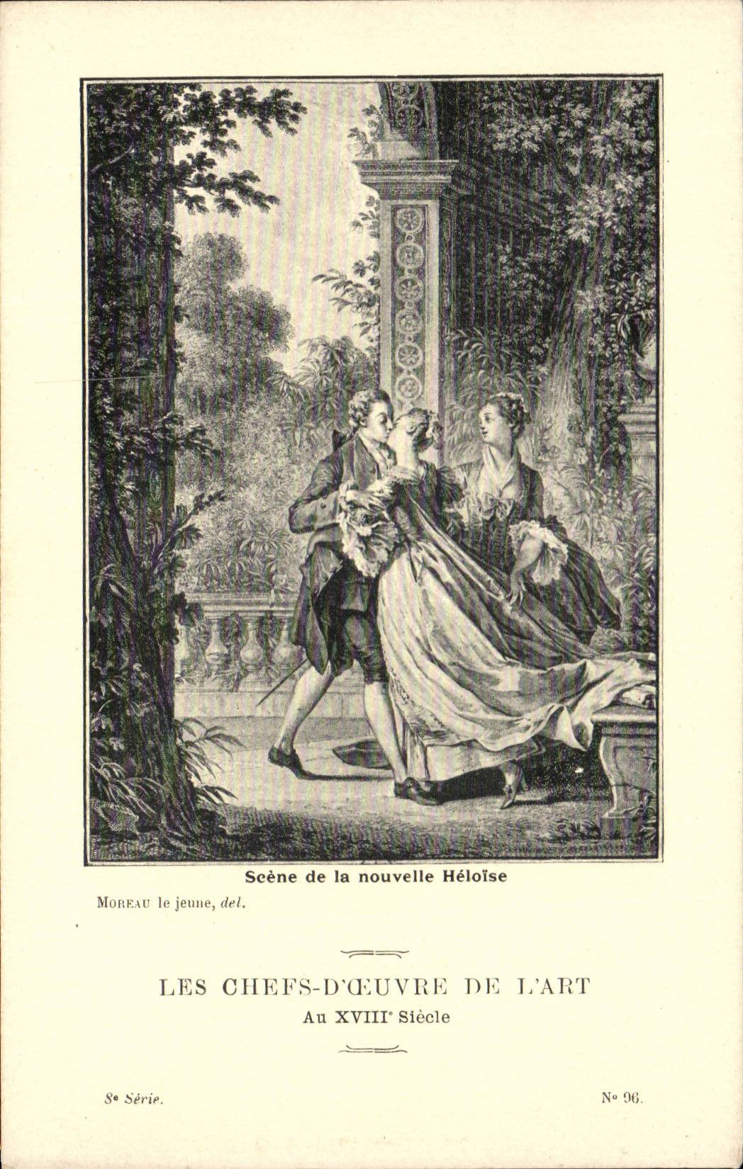 CPA Fantaisie Les chefs d'oeuvre de l'art au 18eme Scene de la nouvelle Heloise Rousseau Moreau le jeune