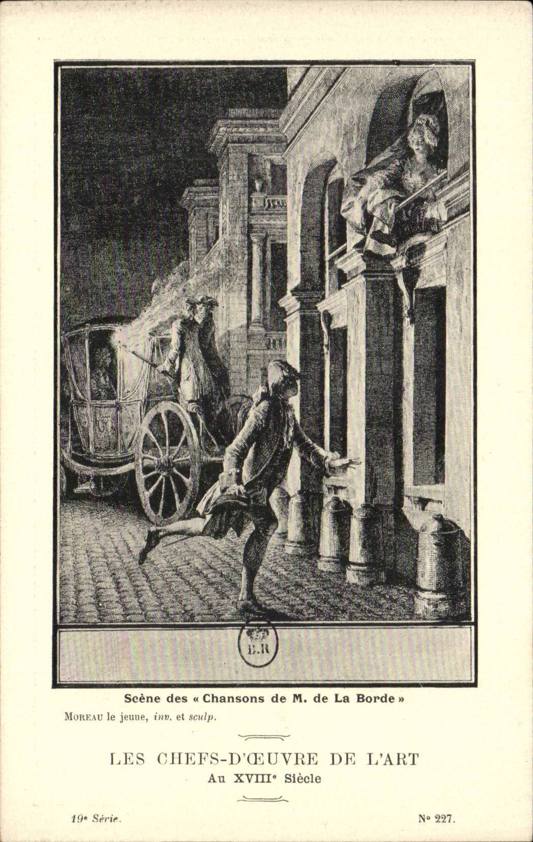 CPA Fantaisie Les chefs d'oeuvre de l'art au 18eme Scene des chansons de M de la Borde Moreau le jeune