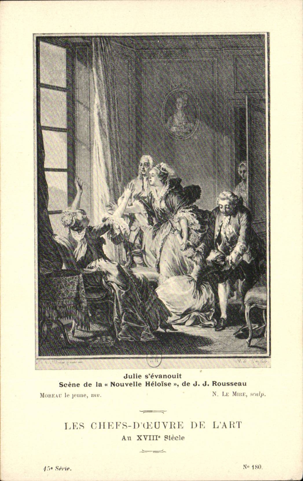CPA Fantaisie Les chefs d'oeuvre de l'art au 18eme Julie s'evanouit Nouvelle heloise Rousseau Moreau le jeune
