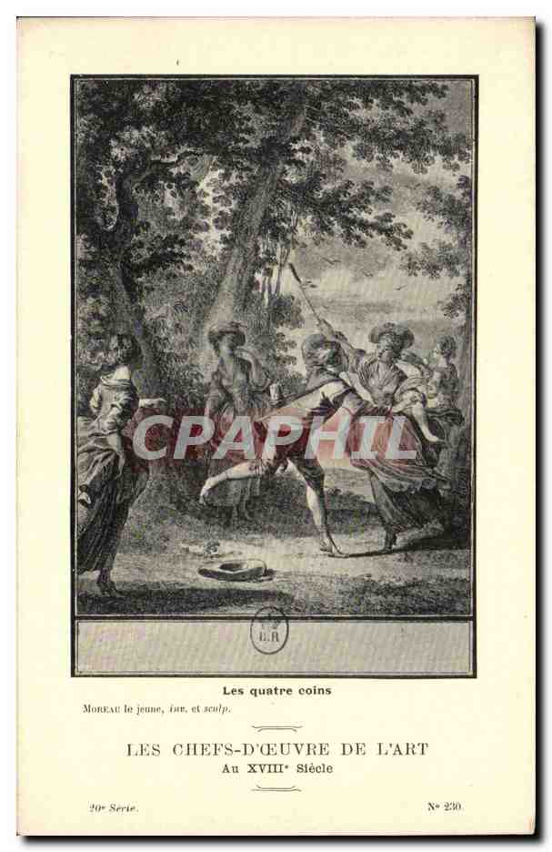CPA Fantaisie Les chefs d'oeuvre de l'art au 18eme Les quatre coins Moreau le jeune