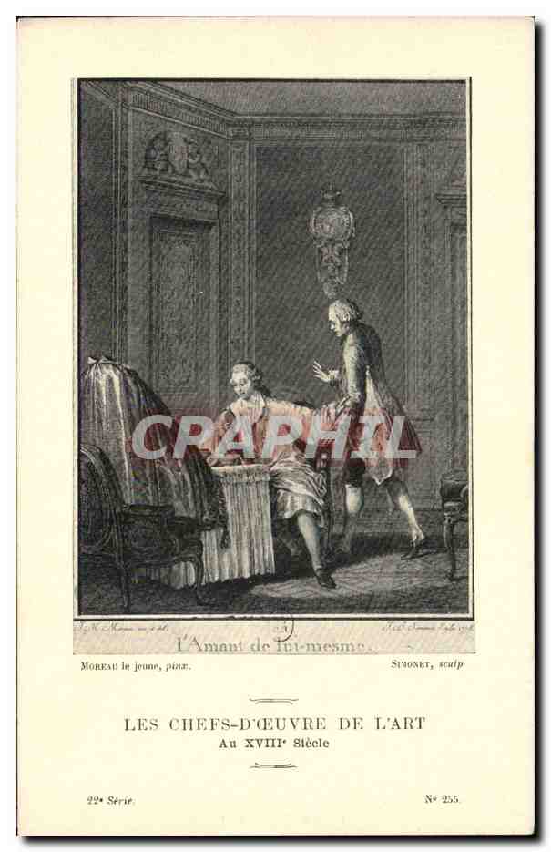 CPA Fantaisie Les chefs d'oeuvre de l'art au 18eme L'amant de lui msme Moreau le jeune