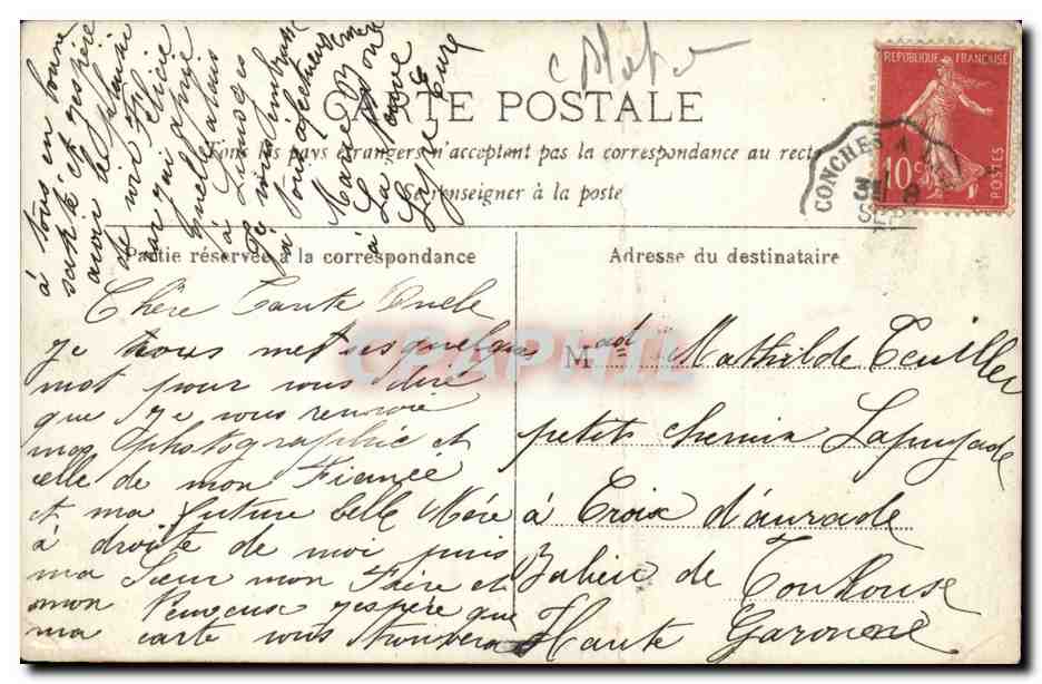 CARTE PHOTO Femmes et enfants Haute Garonne — Verso