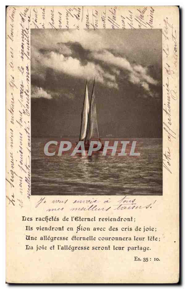CPA PAysage et bateau su un lac