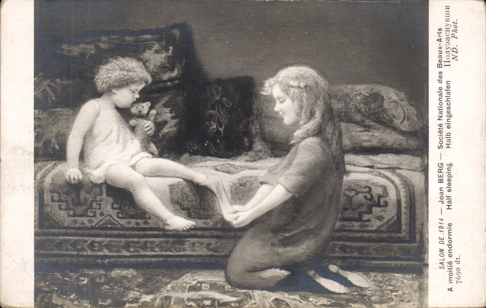 CPA Salon 1914 Joan Berg A moitie endormie