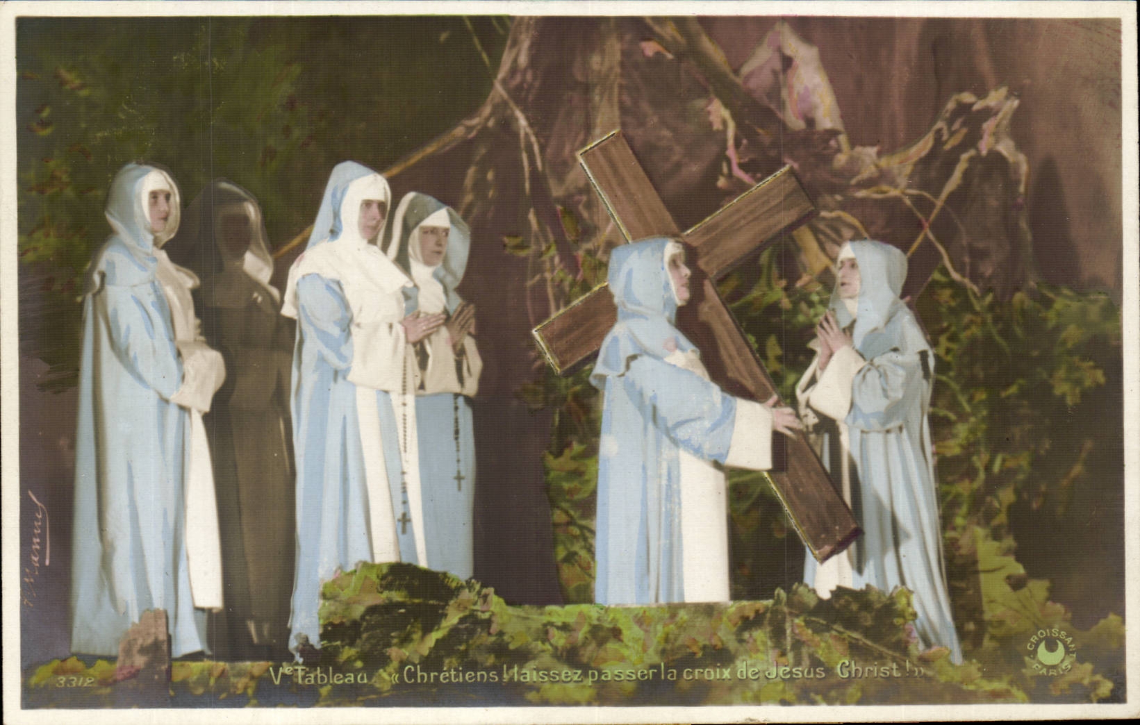 CPA 5eme tableau Chretiens ! Laissez passer la croix de Jesus Christ