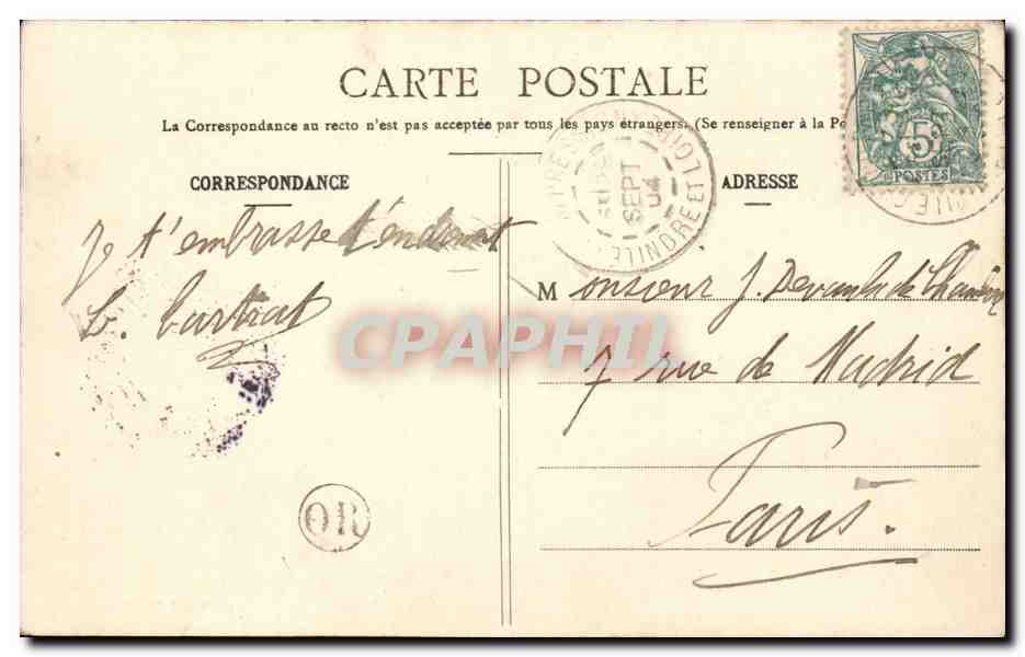 Frau mit einem Vierblattklee — Ich bringe Glück — Papierot A. Statton & Cie, Rouen — Rückseite