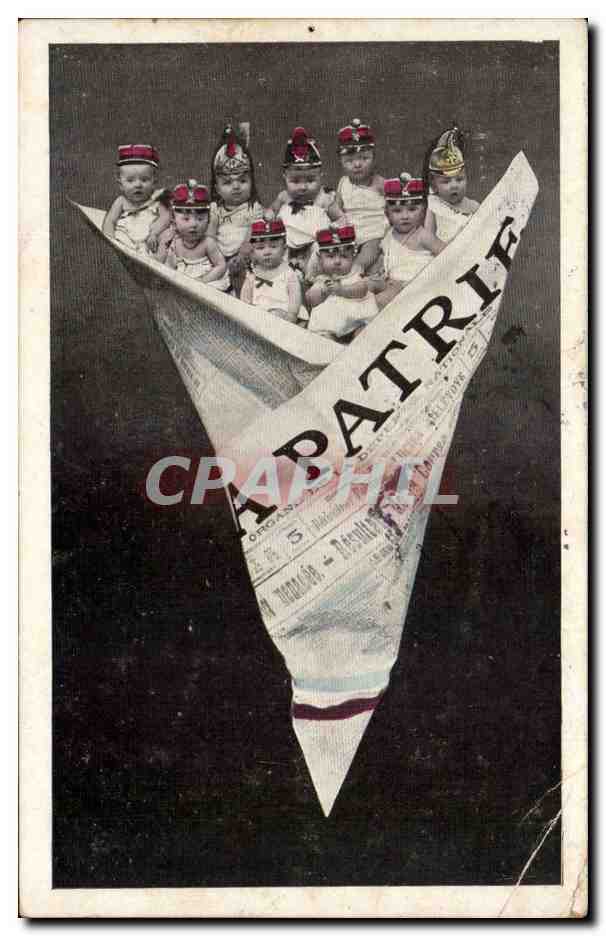 CPA Fantaisie Enfants Patrie Militaria Journal