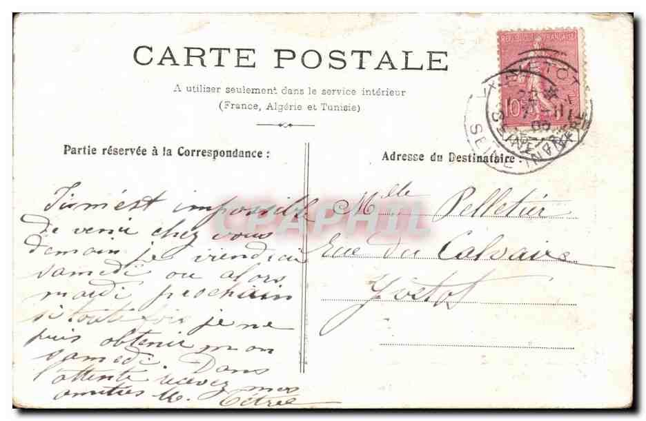 Paris CPA Jardin des Tuileries — Verso