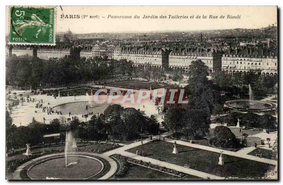 Paris CPA Panorama du jardin des Tuileries et de la rue de rivoli