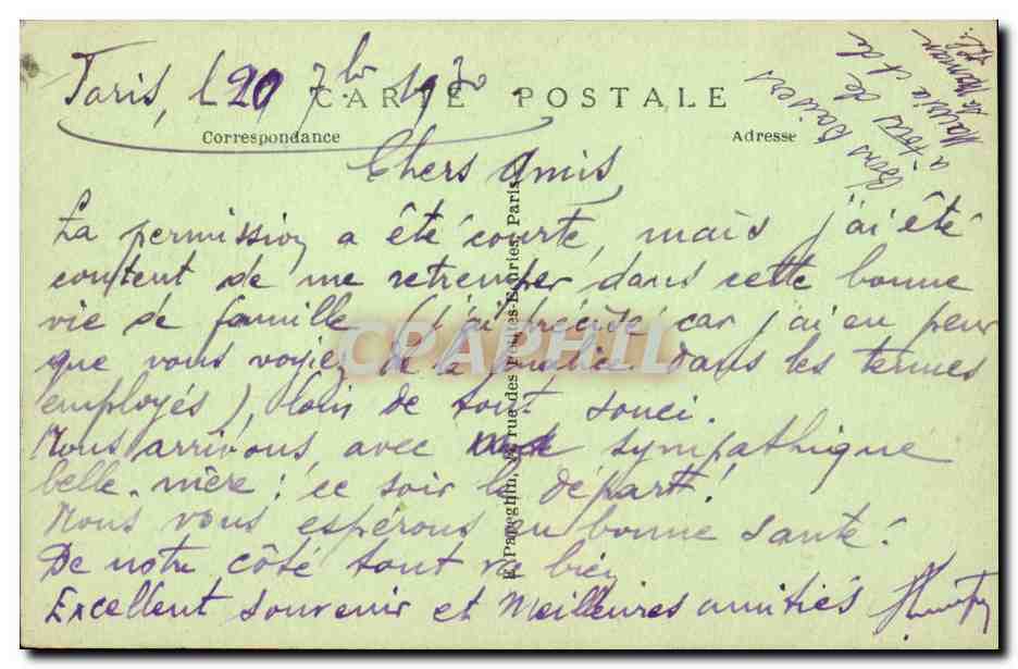 Paris CPA L'opera — Rückseite