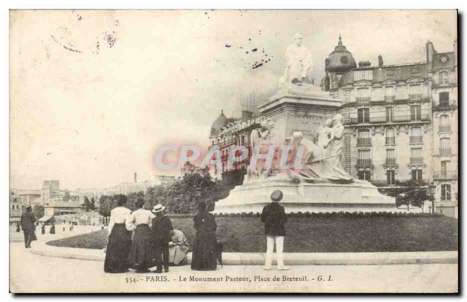 Paris CPA Le monument Pasteur Place de Breteuil