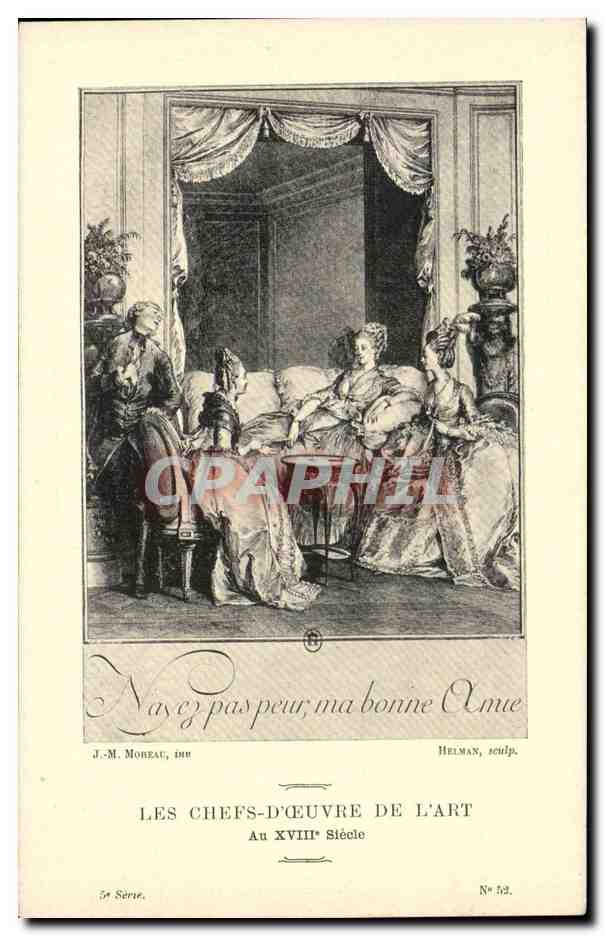 Scène de salon au XVIIIe siècle — Les chefs-d'œuvre de l'art — J.-M. Moreau, impr. / Helman, sculpt. — 5e Série, N° 52