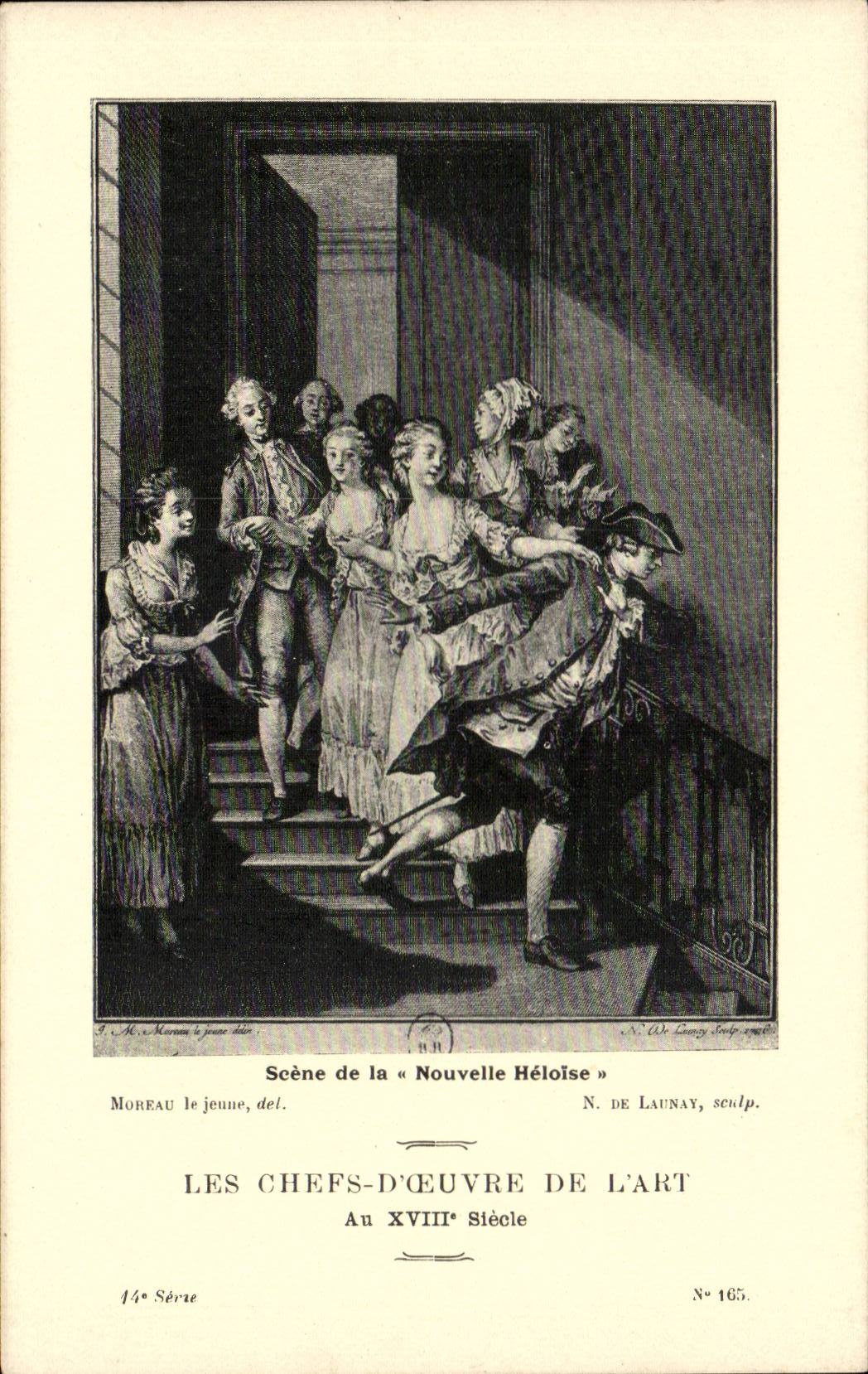 CPA Les chefs d'oeuvre de l'art au 18eme Scene de la nouvelle Heloise Rousseau Anne Moreau le jeune