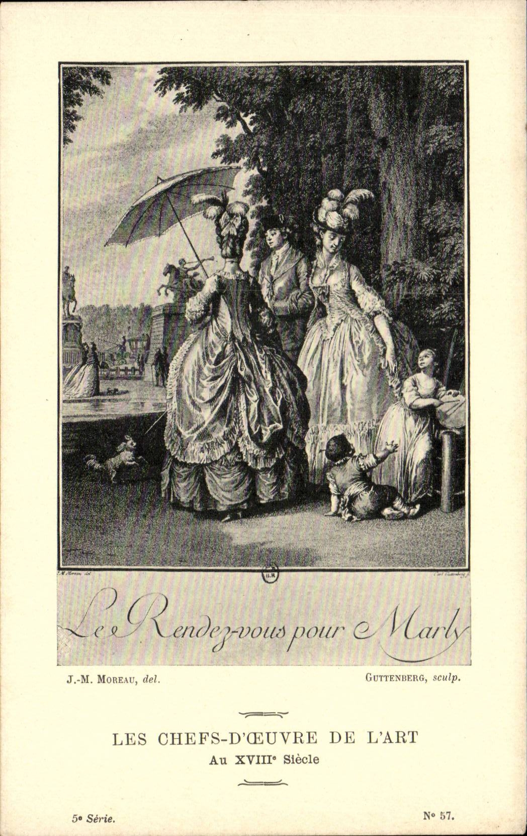 CPA Les chefs d'oeuvre de l'art au 18eme Le rendez vous pour Marly Anne Moreau le jeune