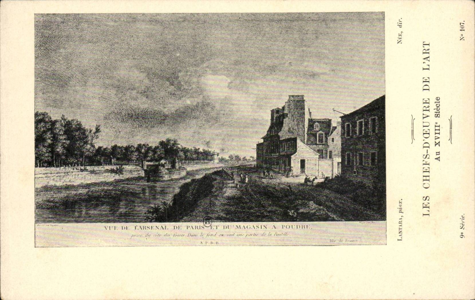 Vue de l'arsenal de Paris et du magasin à poudre — Les chefs-d'œuvre de l'art Au XVIIIe siècle — Née, dir. N° 107, 9e Série