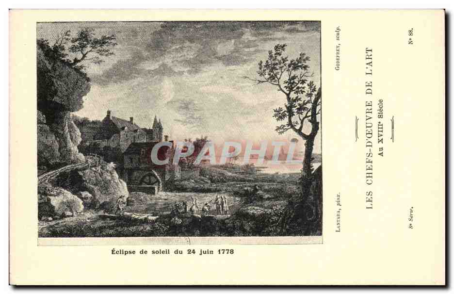 Éclipse de soleil du 24 juin 1778 — Les Chefs-d'œuvre de l'Art, Au XVIIIe Siècle — Godefrey, sculpteur — N° 88