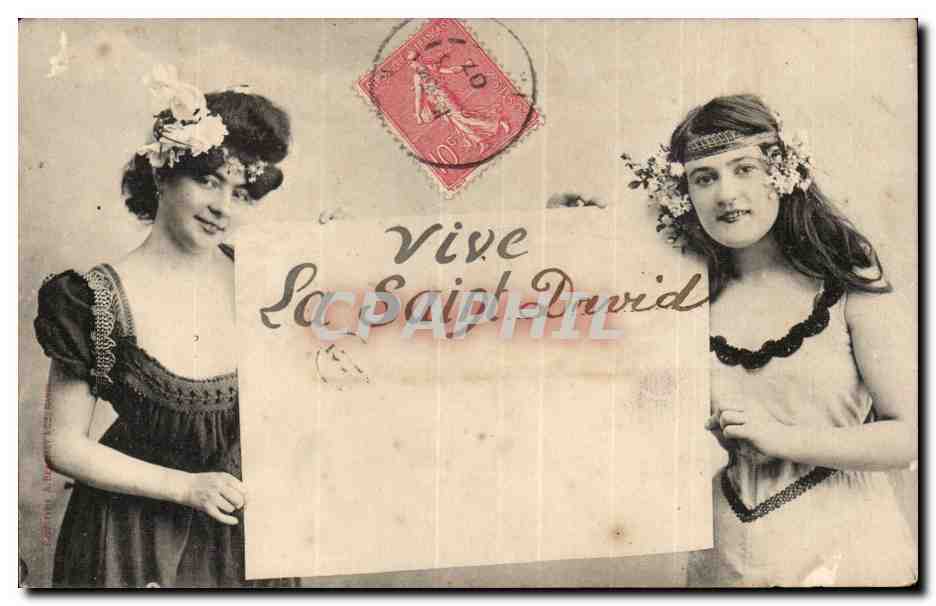 Zwei junge Frauen — 'Vive la Saône-David' — Verlag unbekannt
