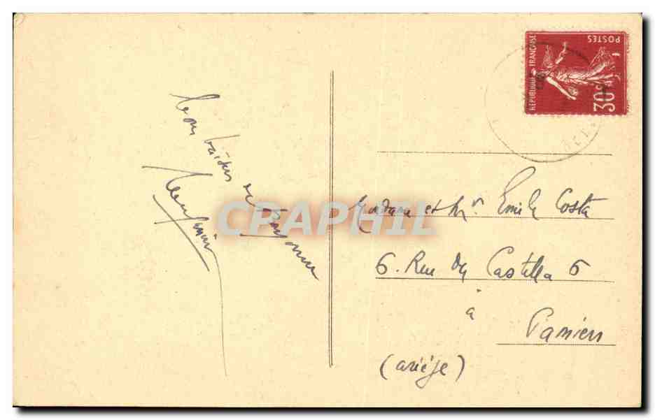 CPA Biarritz Vue generale de la grande plage prise du phare (lighthouse) — Verso