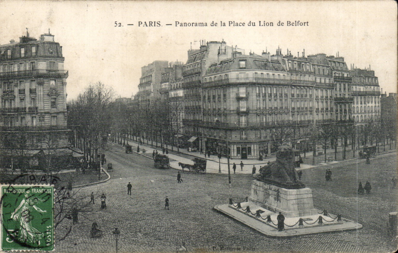 CPA Paris Panorama de la place du lion de Belfort