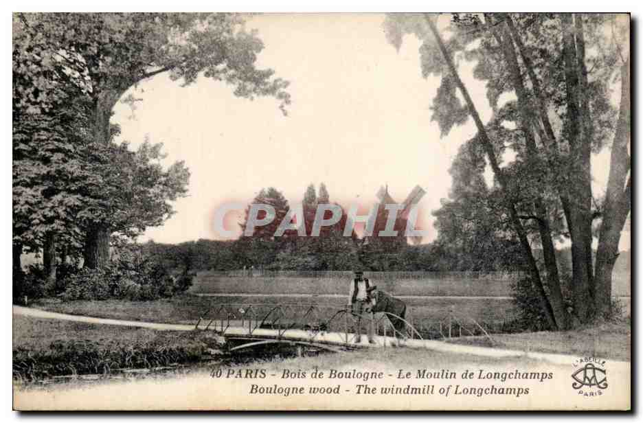 CPA Paris Bois de Boulogne Le moulin de Longchamps windmill mill