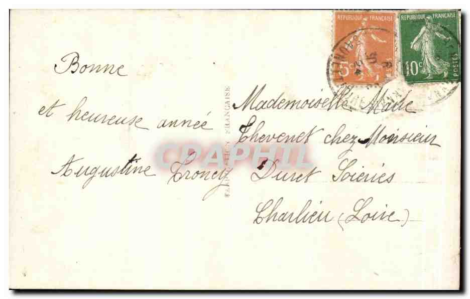 CPA Fantaisie Femme Bonne annee — Rückseite