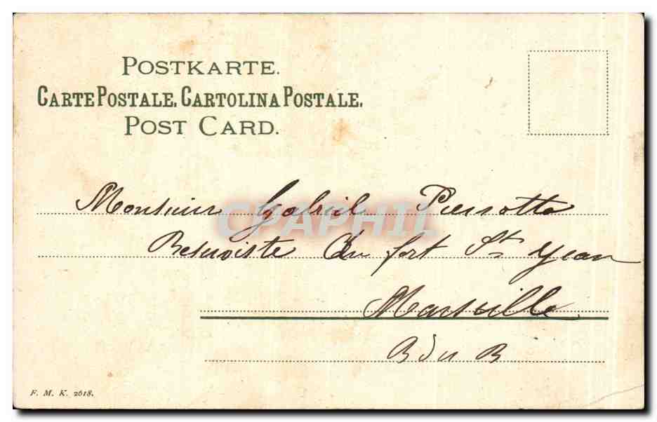 CPA Fantaisie Femme et militaire en uniforme chien dog — Rückseite