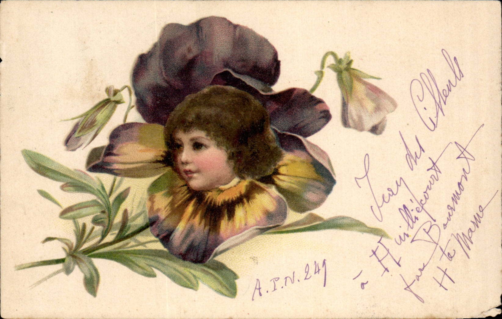 CPA Fantaisie Enfant et fleurs