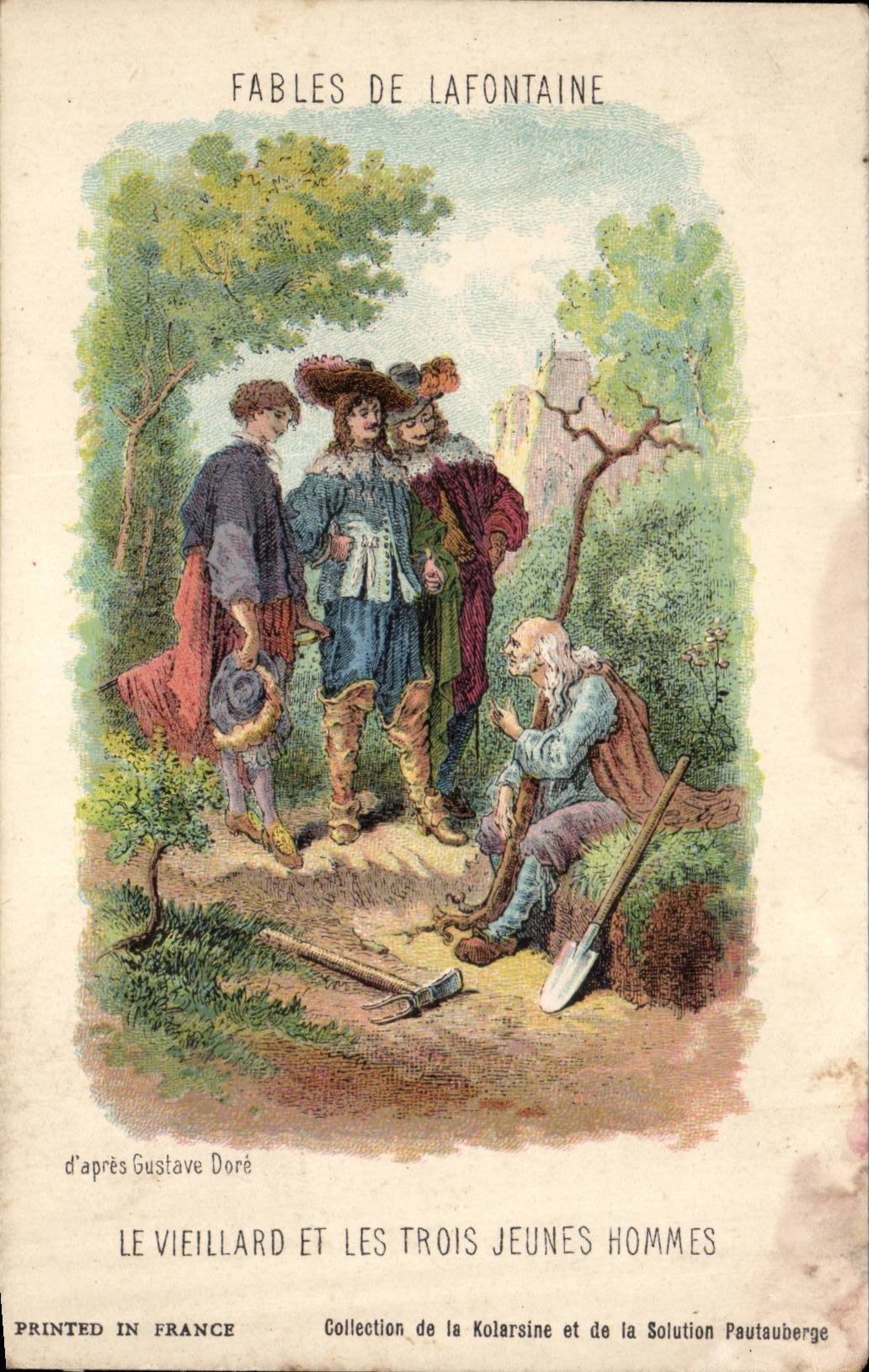 CPA Fantaisie FAbles de la Fontaine Le vieillard et les trois jeunes hommes Gustave Dore