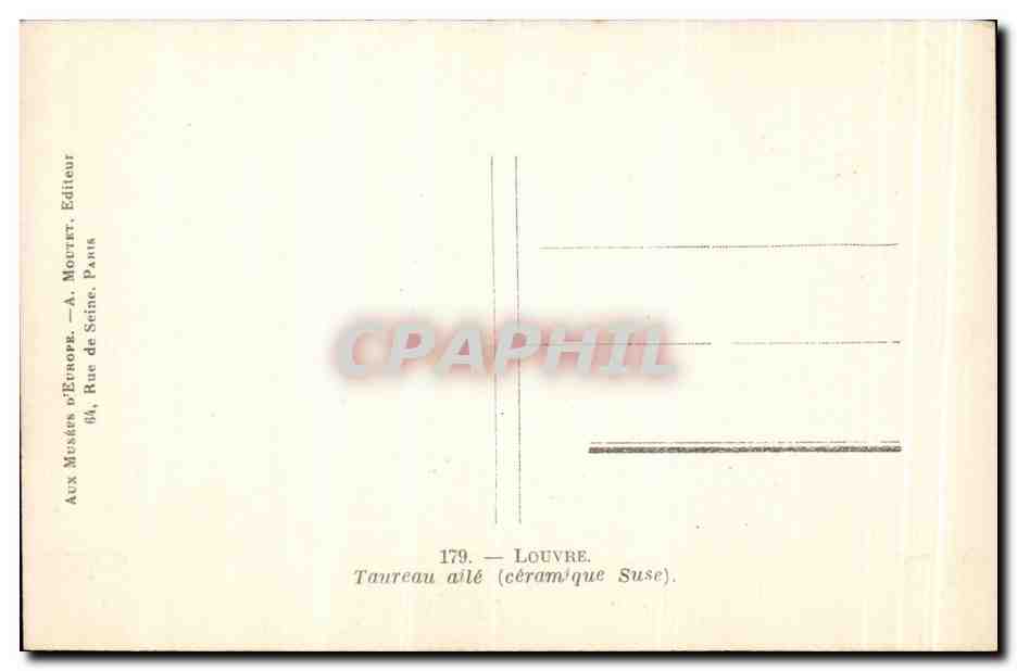 Flügelloser Stier — Keramik aus Susa — Verlag A. Moutet, Paris — Rückseite