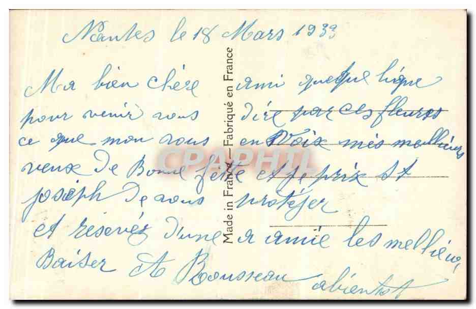 CPA Fantaisie Fleurs Bonne fete — Verso