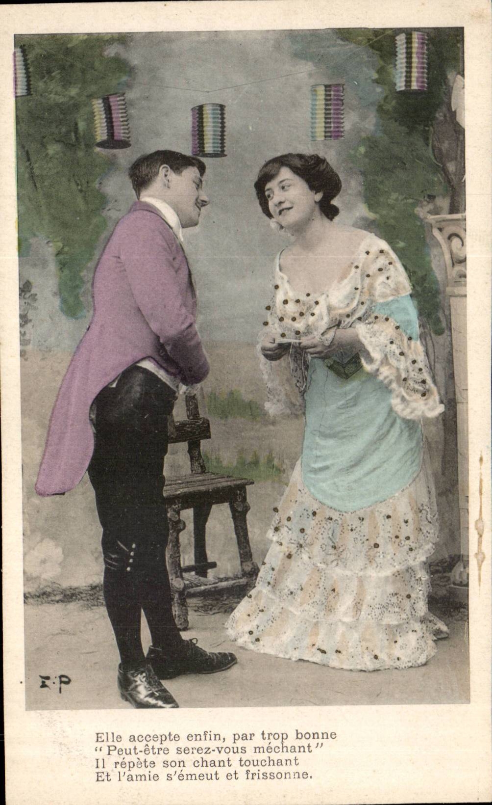 Jeune couple en scène — scène de comédie — E.P. (Éditeur)