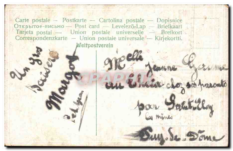 CPA Fantaisie Fleur Souvenir affectueux — Rückseite