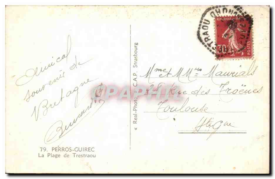La Plage de Trestraou — Perros-Guirec — C.A.P. 79 — Reverso