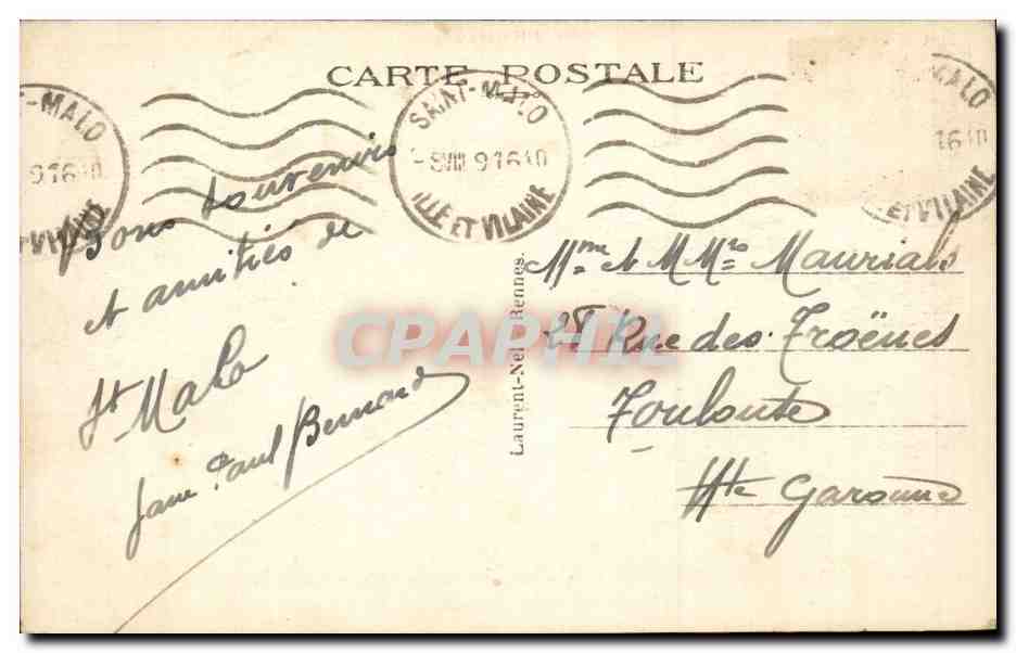 Saint-Malo — La Digue par tempête — Côte d'Emeraude, n° 3755 — Verso