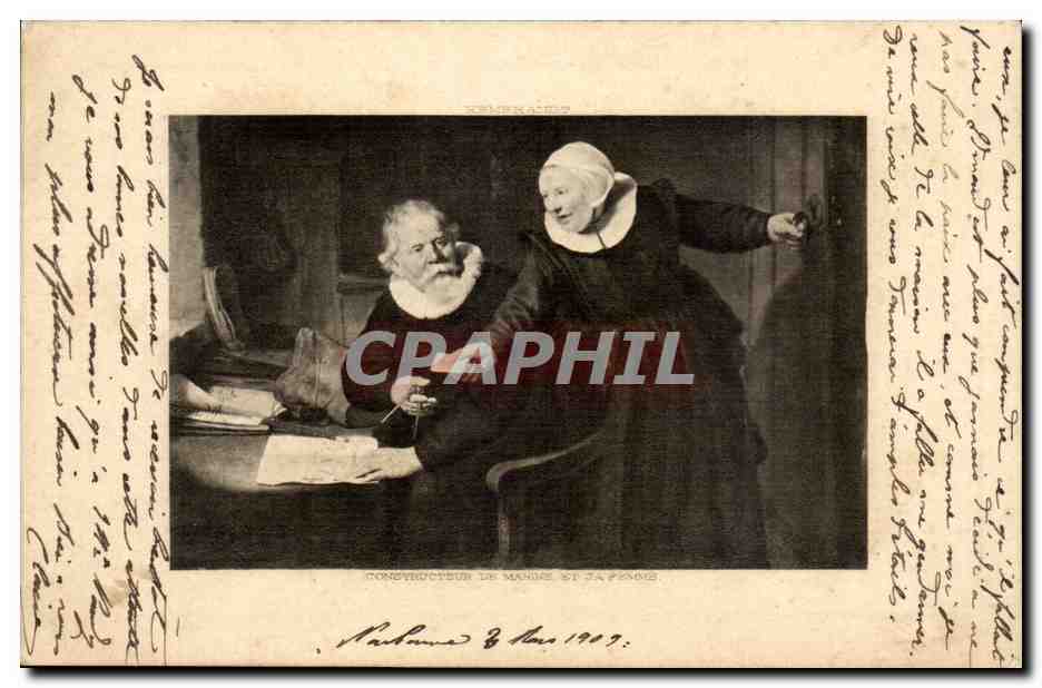 Constructeur de Mande et sa femme — reproduction d'une peinture — éditeur non identifié