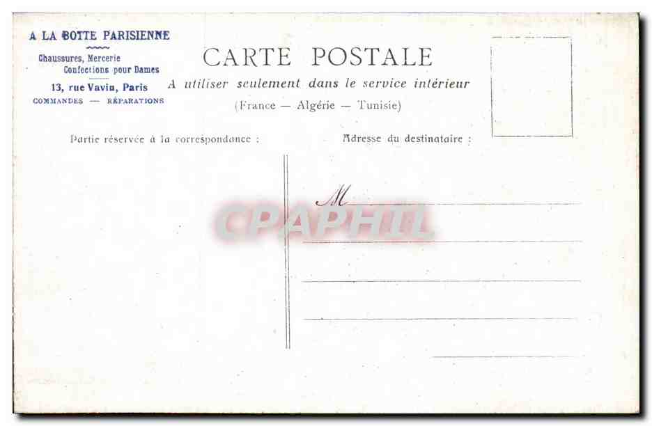 Paris CPA la Prefecture — Verso