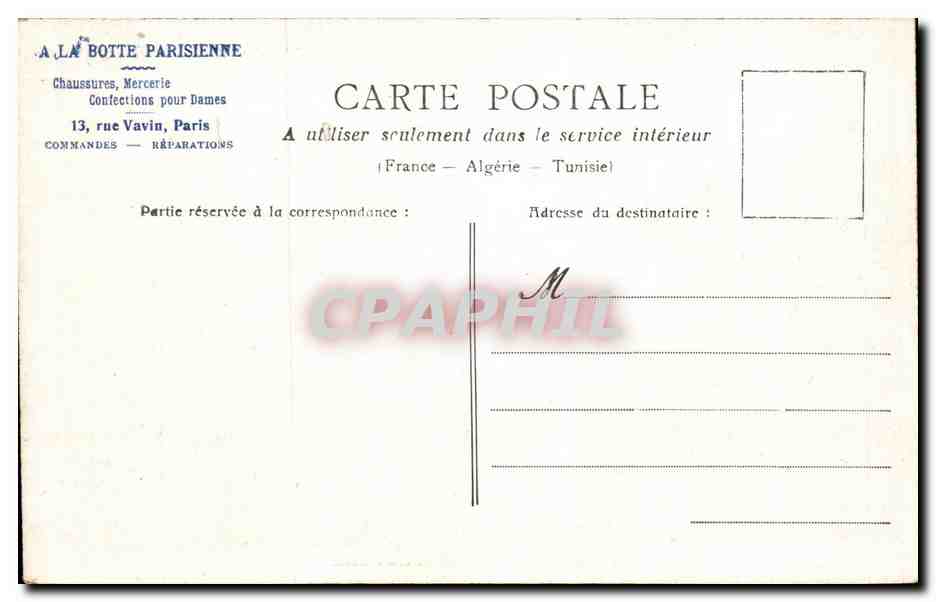 Paris CPA la Prefecture — Verso