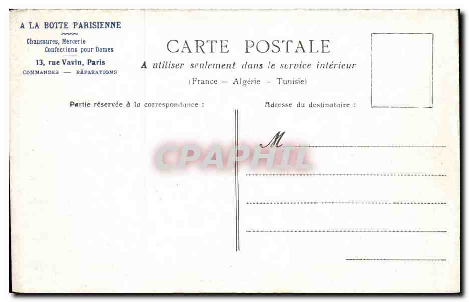 Paris CPA la Prefecture — Verso