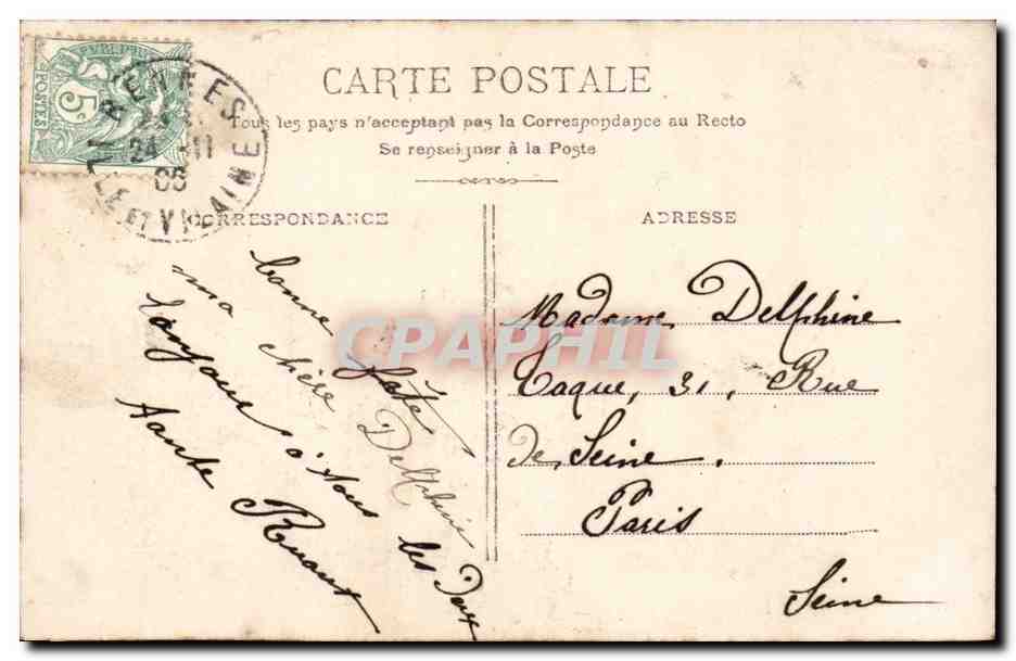 Femme en robe à motifs — parmi des fleurs — E.L.D. n° 4162 — Verso
