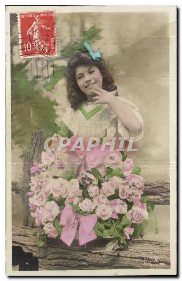 Fille avec bouquet de roses — éditeur Bohneum, n°18