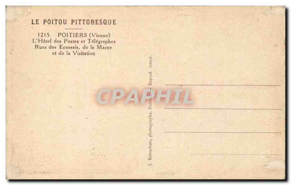 Hôtel des Postes et Télégraphes — Poitiers — J. Robuchon — Rückseite