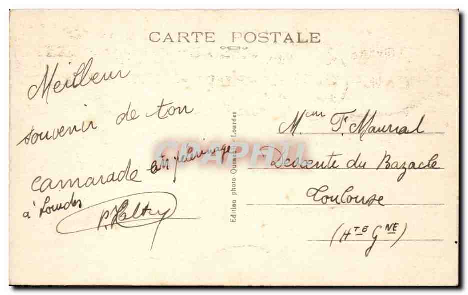 CPA Lourdes la basilique et la vierge couronnee — Verso