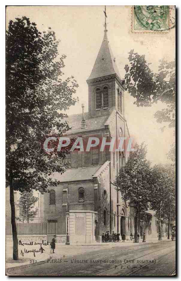 Paris CPA Eglise Saint Georges (Rue Bolivar)