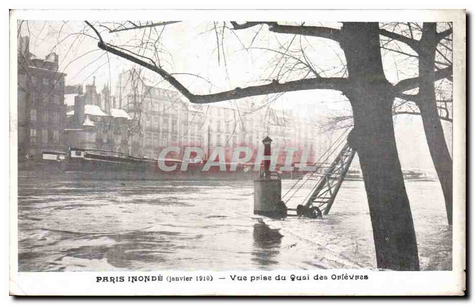 Paris CPA Paris inonde janvier 1910 Vue prise du quai des Orfevres